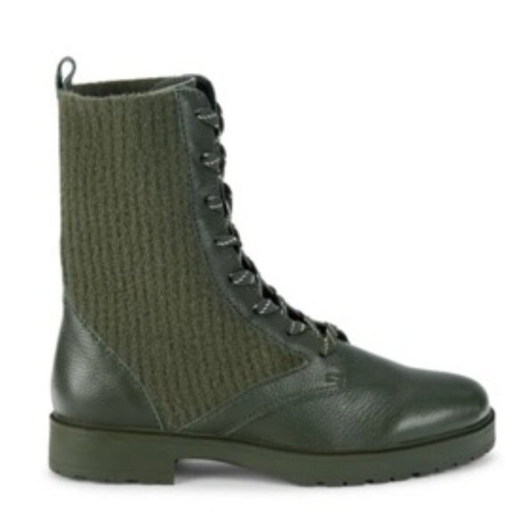 SPLENDID Women's Mixed Media Heel Pull-Tab Scout Toe Combat Boots Green Size 7 - Picture 2 of 5